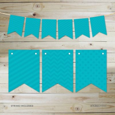 Aqua Bunting Banner - 4 x 5.5 Inch Image 2