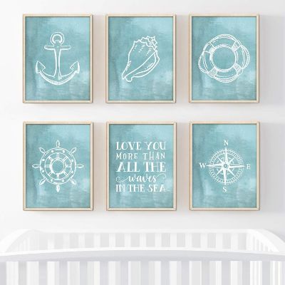 Aqua Compass Anchor Shell 6Pk 8.5x11in Image 1