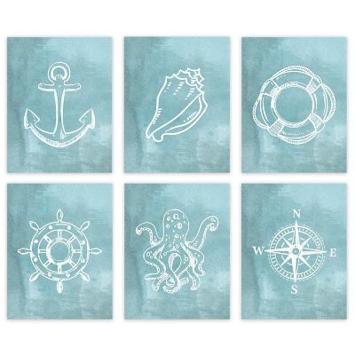 Aqua Compass Anchor Shell 6Pk 8.5x11in Image 1
