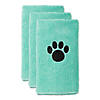 Aqua Embroidered Paw Small Pet Towel (Set Of 3) Image 3