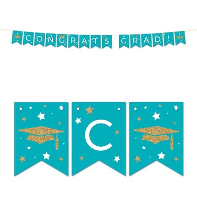 Aqua Gold Congrats Grad 5ft Image 1