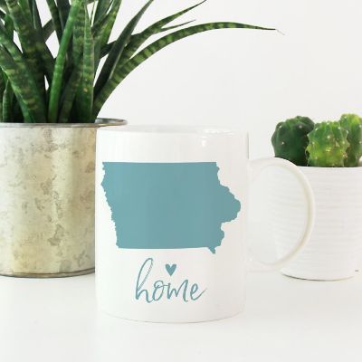 Aqua Home Heart Iowa Ceramic Mug Image 1