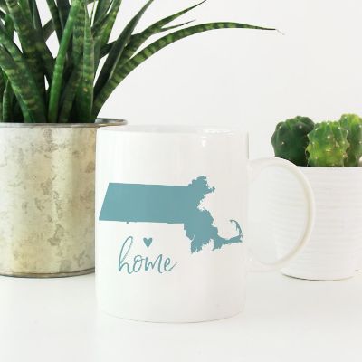 Aqua Home Heart Mass. Ceramic Mug Image 1