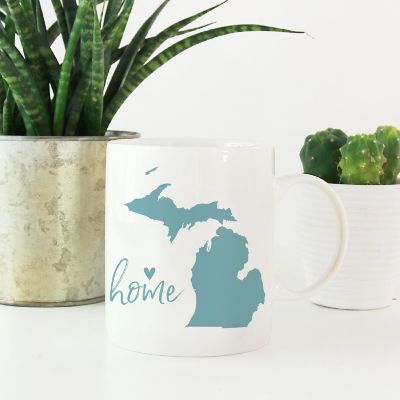 Aqua Home Heart Michigan Ceramic Mug Image 1
