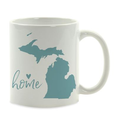 Aqua Home Heart Michigan Ceramic Mug Image 2