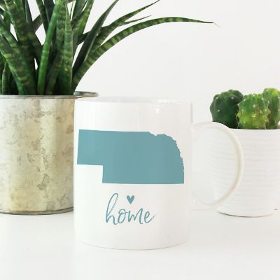 Aqua Home Heart Nebraska Ceramic Mug Image 1