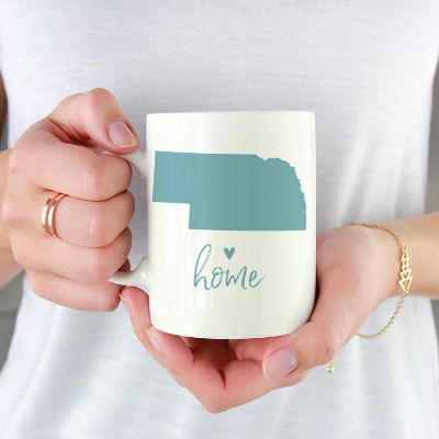 Aqua Home Heart Nebraska Ceramic Mug Image 1