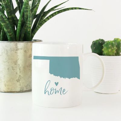 Aqua Home Heart Oklahoma Ceramic Mug Image 1
