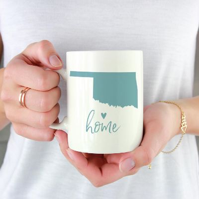 Aqua Home Heart Oklahoma Ceramic Mug Image 1
