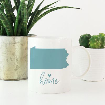 Aqua Home Heart Penn. Ceramic Mug Image 1