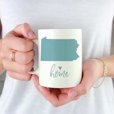 Aqua Home Heart Penn. Ceramic Mug Image 1