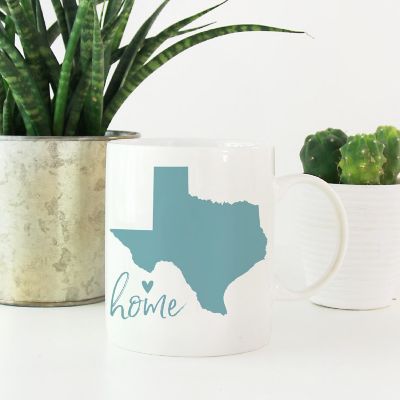 Aqua Home Heart Texas Ceramic Mug Image 1