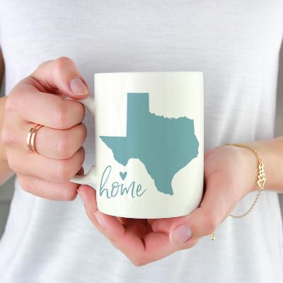 Aqua Home Heart Texas Ceramic Mug Image 1