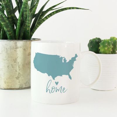Aqua Home Heart USA Ceramic Mug Image 1