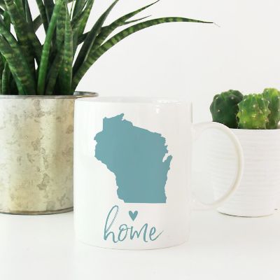 Aqua Home Heart Wisconsin Ceramic Mug Image 1