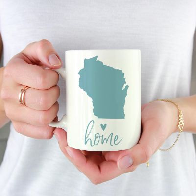 Aqua Home Heart Wisconsin Ceramic Mug Image 1