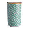 Aqua Paw Lattice Print Ceramic Treat Canister Image 1