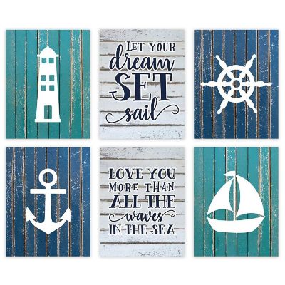 Aqua Rustic Sail Set Sail 6Pk 8.5x11in Image 1