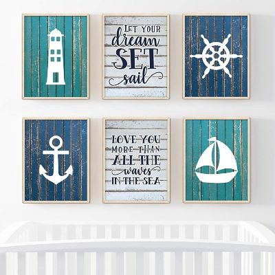Aqua Rustic Sail Set Sail 6Pk 8.5x11in Image 1