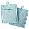 Aqua Solid Chambray Potholder (Set Of 2) Image 1