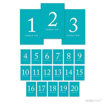 Aqua Table Numbers 1 20 4x6 Image 1