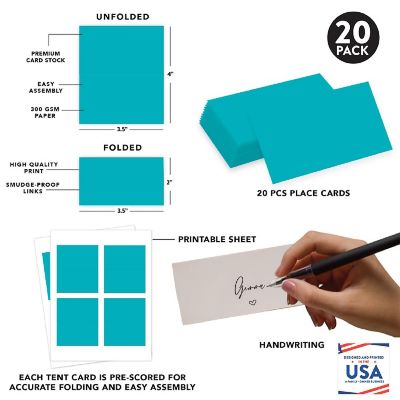 Aqua Table Tent Place Cards 20-Pack Image 1