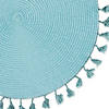 Aqua Tassel Fringe Pp Woven Round Placemat Set Of 6 Image 2