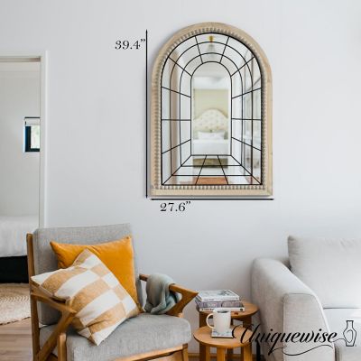 Arched Large 39.37 x 27.56 in Rustic Window Metal Mirror, Windowpane Shaped Decoration Farmhouse Big Wall Mounted Mirrors Boho Decor Image 1