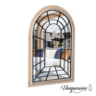 Arched Large 39.37 x 27.56 in Rustic Window Metal Mirror, Windowpane Shaped Decoration Farmhouse Big Wall Mounted Mirrors Boho Decor Image 3
