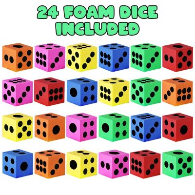 ArtCreativity Foam Dice 24 Pack - 1.5" Colorful 6-Sided Dice, Stack &amp; Build Image 1