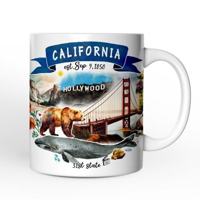 Artistic California State Themes and Landmarks Mug Image 1