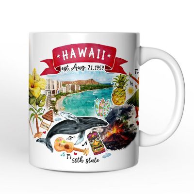 Artistic Hawaii State Themes and Landmarks Mug Image 1