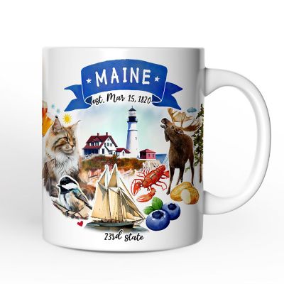 Artistic Maine State Themes and Landmarks Mug Image 1