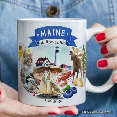 Artistic Maine State Themes and Landmarks Mug Image 2