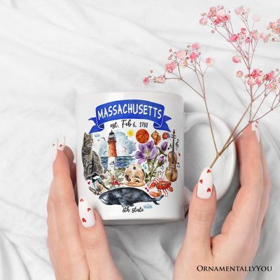 Artistic Massachusetts State Themes and Landmarks Mug Image 2