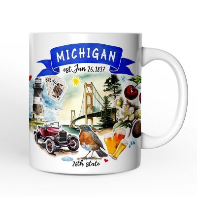 Artistic Michigan State Themes and Landmarks Mug Image 1