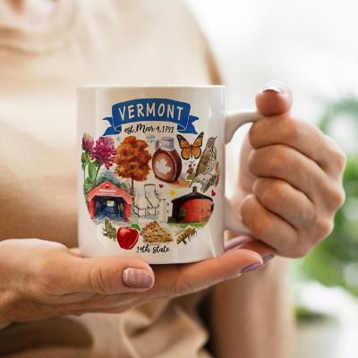 Artistic Vermont State Themes and Landmarks Mug Image 2