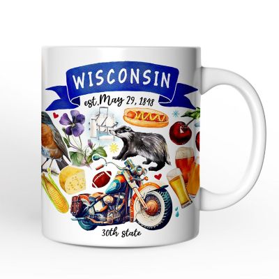 Artistic Wisconsin State Themes and Landmarks Mug Image 1