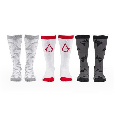 Assassins Creed Icons Mens Crew Socks  Video Game Socks  3 Pairs Size 9-12 Image 1