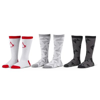 Assassins Creed Icons Mens Crew Socks  Video Game Socks  3 Pairs Size 9-12 Image 1