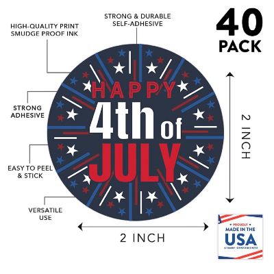 Assorted USA Flag Stickers 2IN 40 Pack Image 1