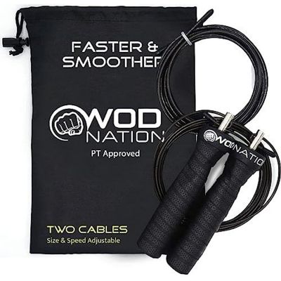 Attack Speed Adjustable Jumping Rope, Unique One Thick and One Light Jump Cable Skipping Workout System, 11 Foot, Black Image 1