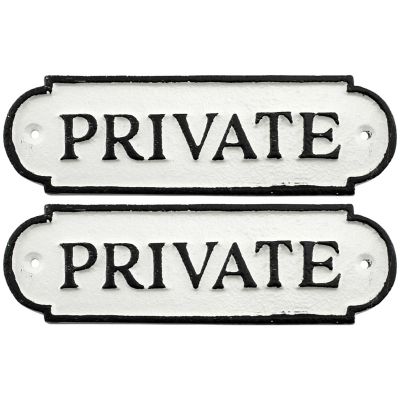 AuldHome Cast Iron Private Signs (2-Pack); Rustic Style Restricted Area Door Plaques Image 1