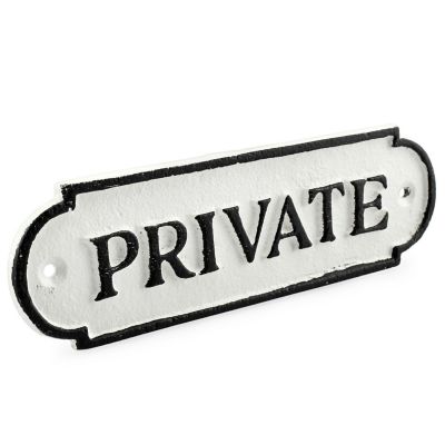 AuldHome Cast Iron Private Signs (2-Pack); Rustic Style Restricted Area Door Plaques Image 1