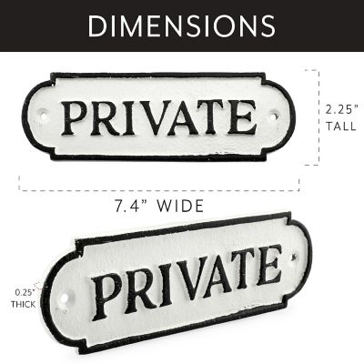 AuldHome Cast Iron Private Signs (2-Pack); Rustic Style Restricted Area Door Plaques Image 3