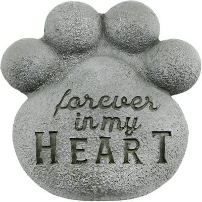 AuldHome Dog Pawprint Memorial Stone; Pet Cat or Dog Bereavement Gift Yard Decor Image 1
