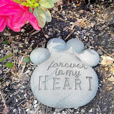 AuldHome Dog Pawprint Memorial Stone; Pet Cat or Dog Bereavement Gift Yard Decor Image 1