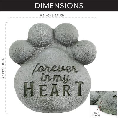 AuldHome Dog Pawprint Memorial Stone; Pet Cat or Dog Bereavement Gift Yard Decor Image 2