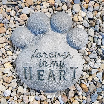 AuldHome Dog Pawprint Memorial Stone; Pet Cat or Dog Bereavement Gift Yard Decor Image 3