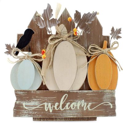 AuldHome Farmhouse Fall Door Sign, Wooden Door Decoration 12.5 x 12 Inches Image 1